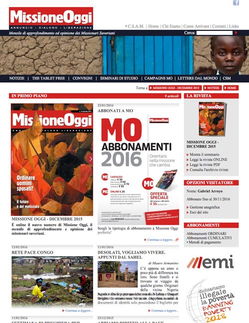 Progetto di Nuova Missione Oggi International